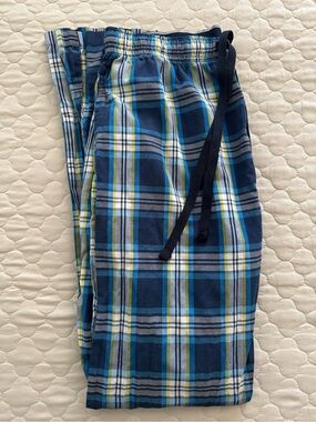 Lee Plaid Cotton-Blend pajama bottoms in Blue, Navy, White and Lime